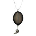 Natural Gemstone Agate Necklace with Silver Chain