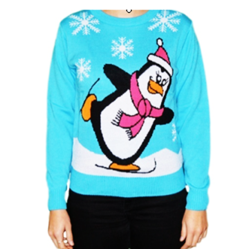 Stretchable Ugly Christmas Sweater with Outrageous Elf Design - guaranteed to Stand Out