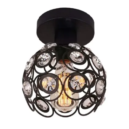 Crystal Chandelier Light for Hallway - 1-Light Flush Mount Ceiling Lamp
