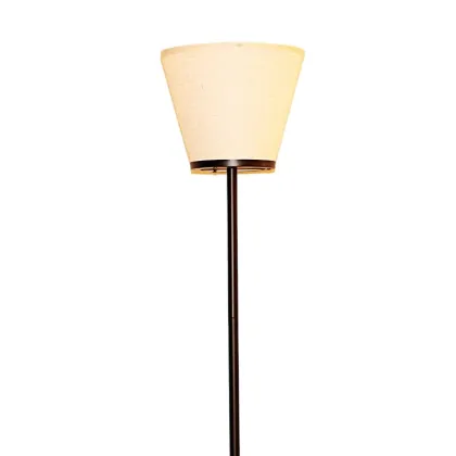 White fabric lampshade lamp facing the sky