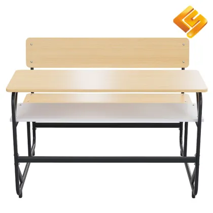 Black C-Bent Steel Wood Shared Desk