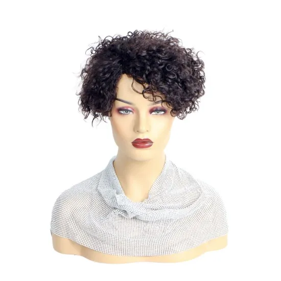 malaysian jerry  for black women  hair extensions brazilian afro human hair full lace pixie short curly brazilian wigs