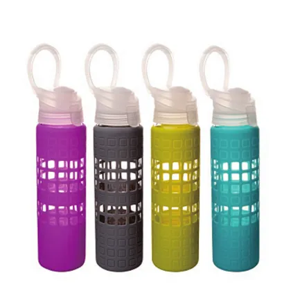 motivational water bottle, sports glass water bottle silicone