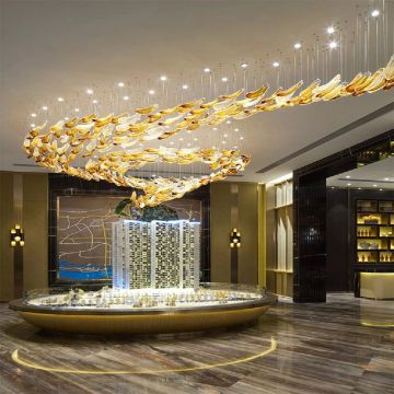 Factory Prijs Custom Modern Glass Led kroonluchter voor hotelprojecten