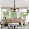 6-Light Farmhouse Candle Chandelier for Living Room
