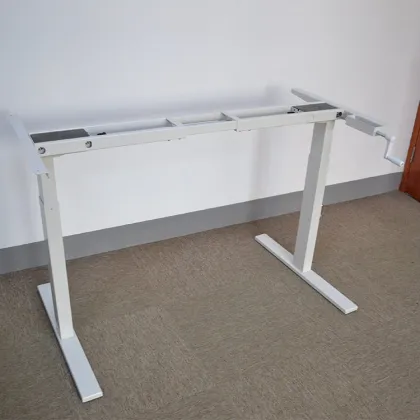 Adjustable Manual Crank Standing Desk With Metal Leg