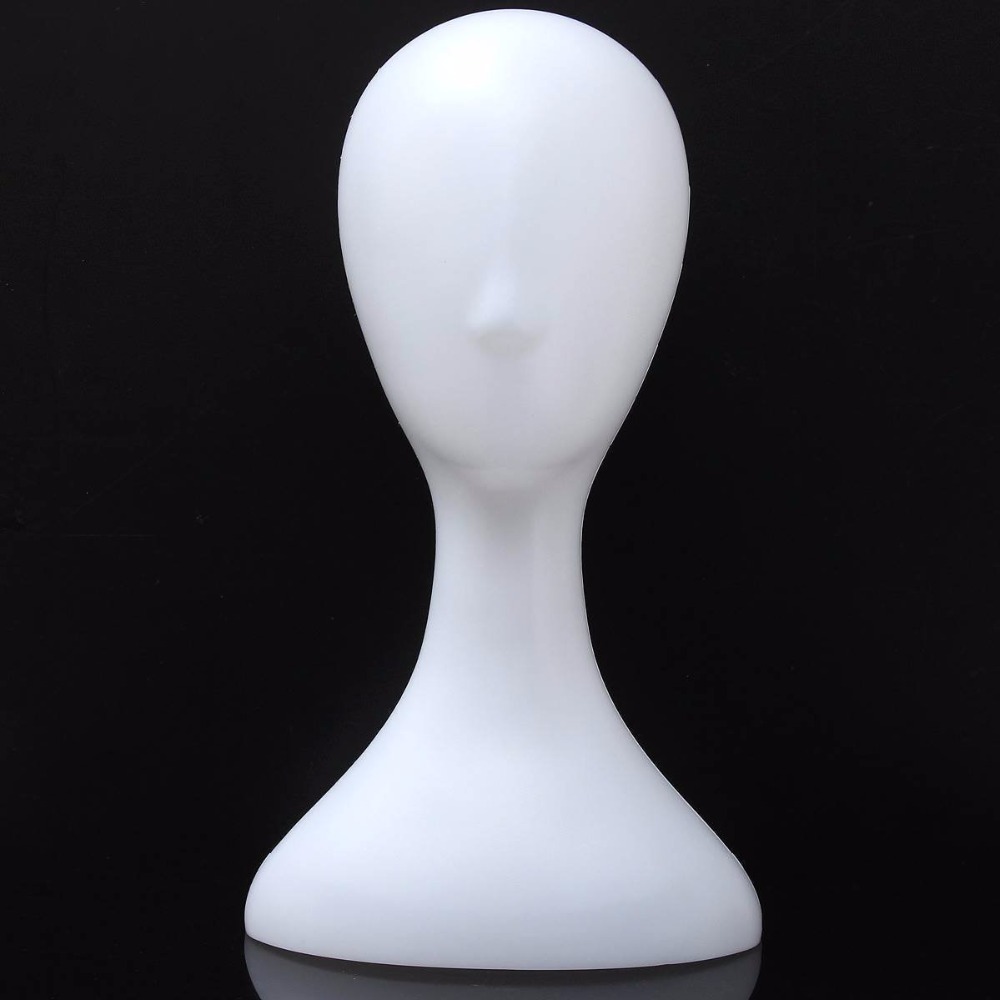 CAMMITEVER Female Plastic Abstract Mannequin Manikin Head Model Wig Hair Display Stand (White)