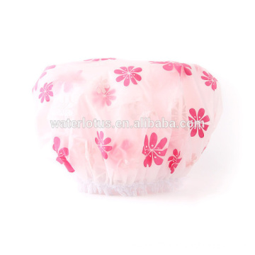 new hot sale Home Products Women/Girls Waterproof Plastic Shower Hat Printing Bouffant Shower Cap