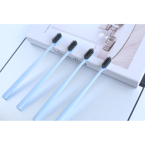 Blue Disposable wheat straw handle adult toothbrush