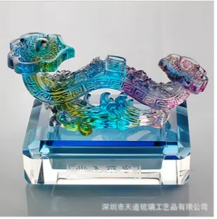 Crystal Colored Glaze Craft Feng shui Jade Ruyi for Car Decoration