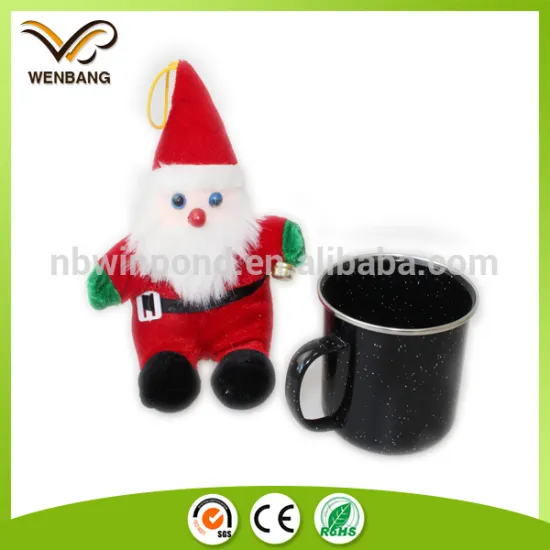 logo printing camping black enamel metal cup