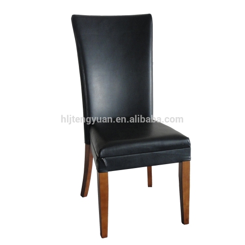 Easy Cleaning Black Leather High Back Kitchen Chairs, High Quality Easy