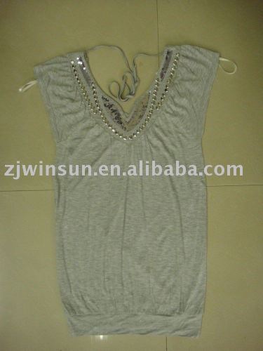 Ladies' 100% Cotton Knitted Sleeveless Top