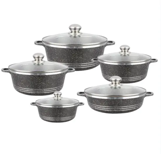 10 PCS Non Stick Cookware Set - Cheap Price Ceramic Soup Pots with Coating