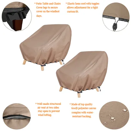 600D Waterproof Patio Chair Covers - 2 Pack: Durable, Dust-Proof Outdoor Lounge and Deep Seat Lawn Chair Protection
