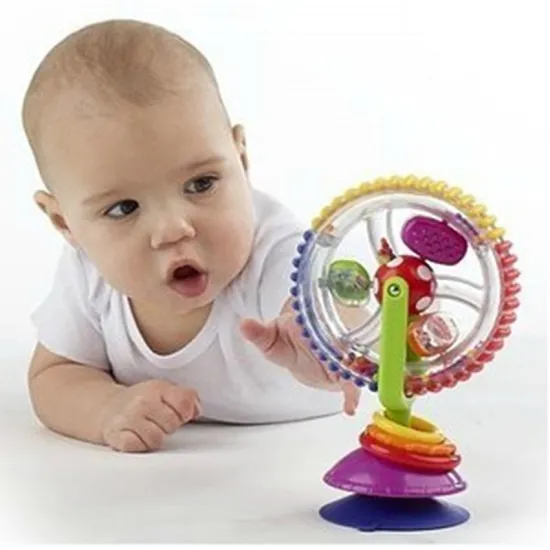 Hot Sale Puzzle Baby Educational Developing Toys Spinning Ferris Wheel Rotating Windmill Belt Sucker Baby Rattle Teether Toys