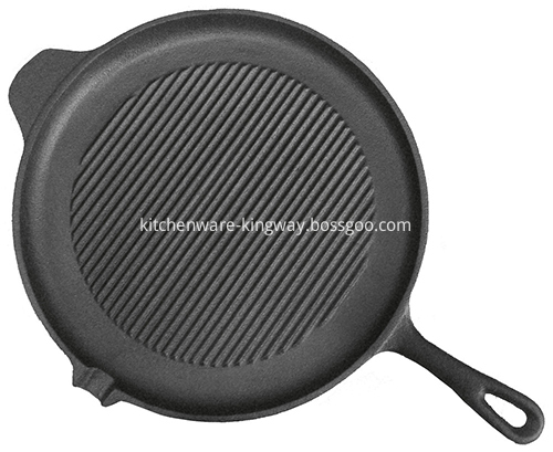 Preseasoned Round Cast Iron Grill Pan