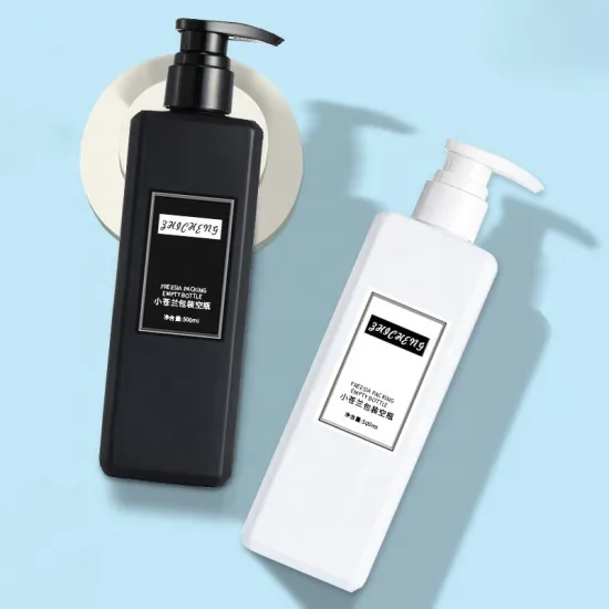 500ml Black Shampoo Bottle with PET Container and Square Plastic Bottle