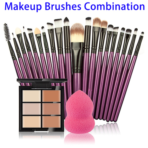 Factory Wholesale 20pcs Makeup Brush Set with makeup sponge and Concealer