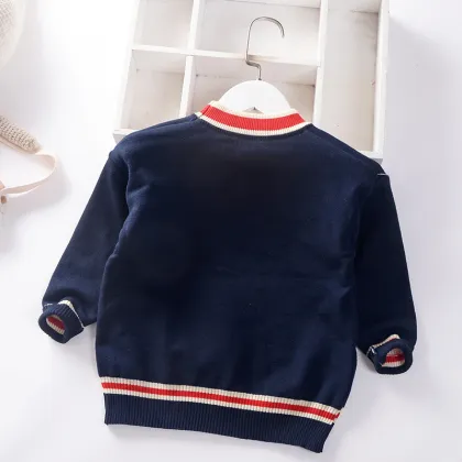 2021 children's sweater bear pullover spring, autumn and winter new baby boy sweater designs
