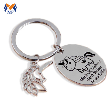 Metal unicorn keychain gift with name for him