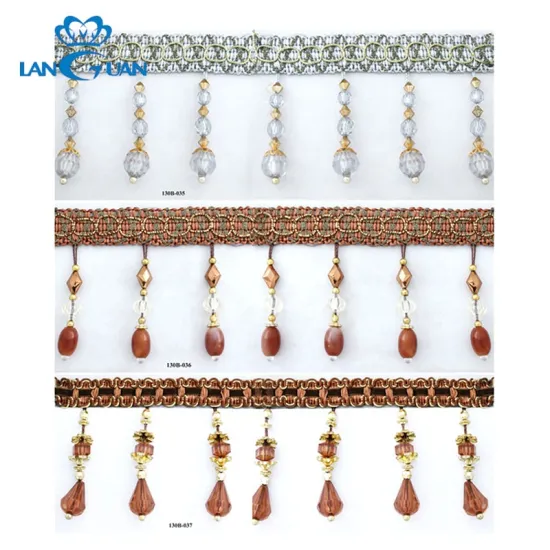 China Supplier Beauty Curtain Tassels, Beaded Fringes, and Trims