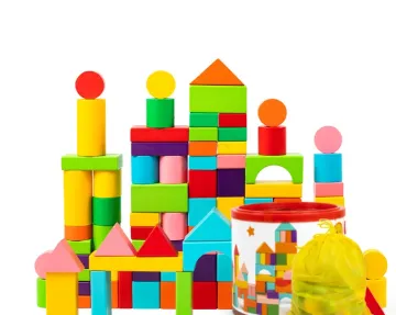 Early Education Teaching Aids Play Toy Babies 50pcs Wood Coloured Building Blocks Set