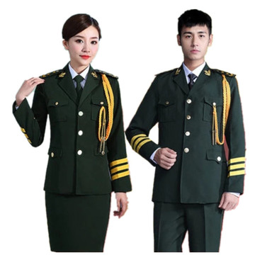 Men Drum Majorettes Perform Women Green Uniform Singers Dress Honor Guard Suit Flag Bearer Military Clothing For Cosplay Show