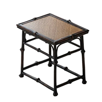 Versatile Woven Qiongzhu Bamboo Stool for Tea Rooms and Cafes