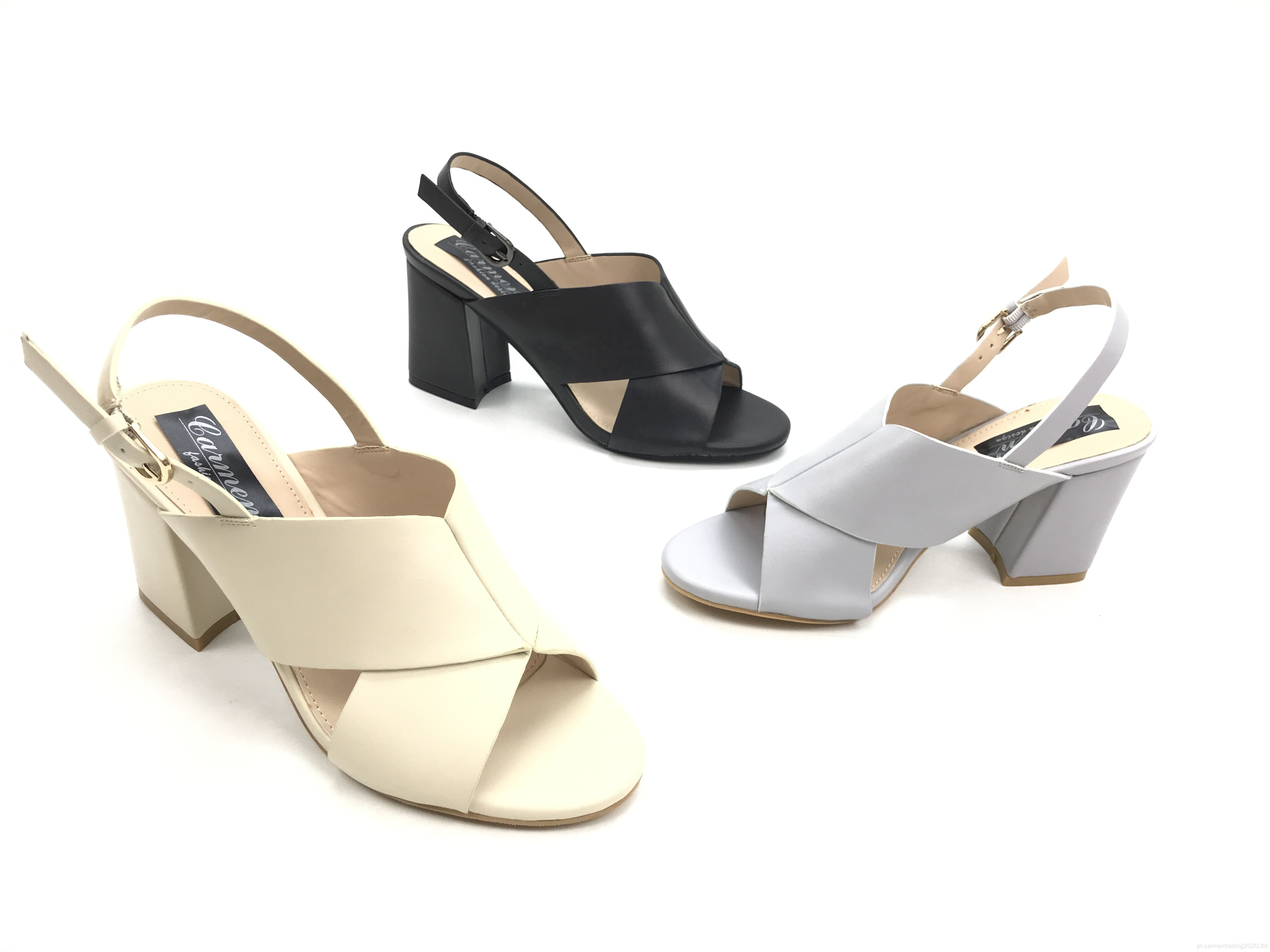 Classic Crisscross Strap Block Sandals Slingback de salto médio