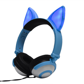 Cosplay Fox Ear Wired Headphones Light up Headsets