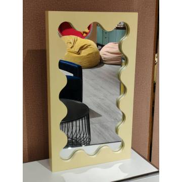 Modern Decor Small Wavy Wood Frame Wall Mirror