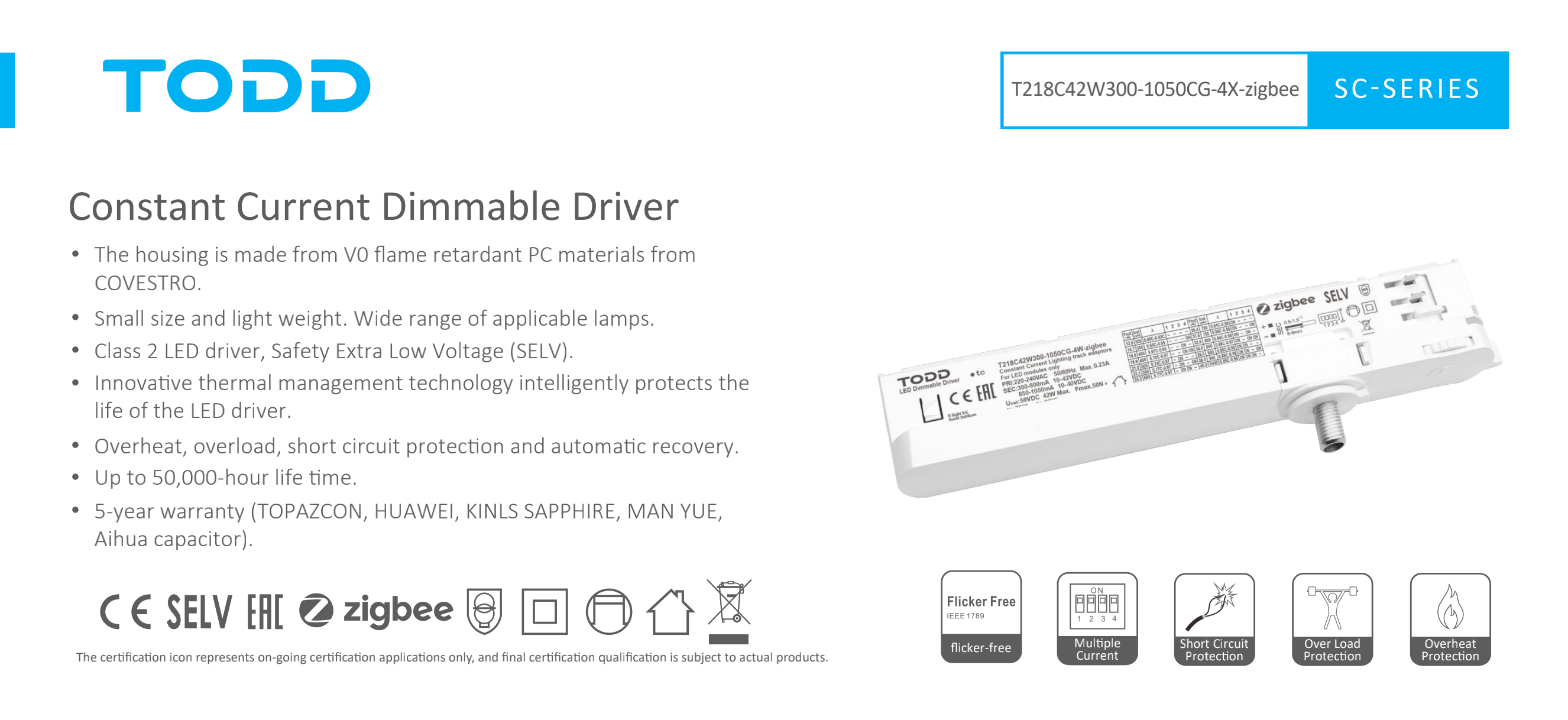 led driver T218C42W300-1050CG-4X-zigbee