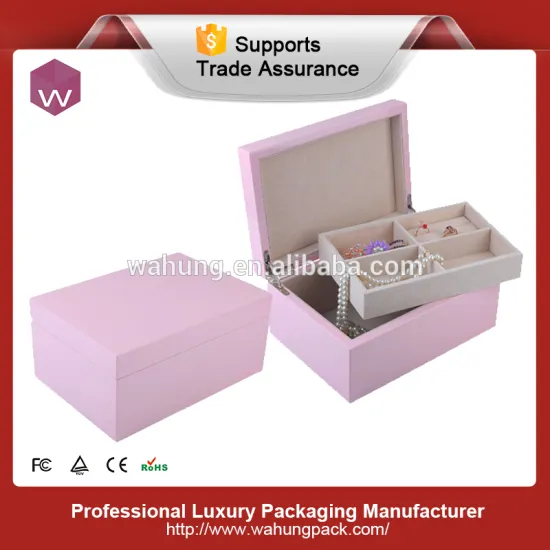 Stocked Wooden gift box for jewelry storage with removable tray
