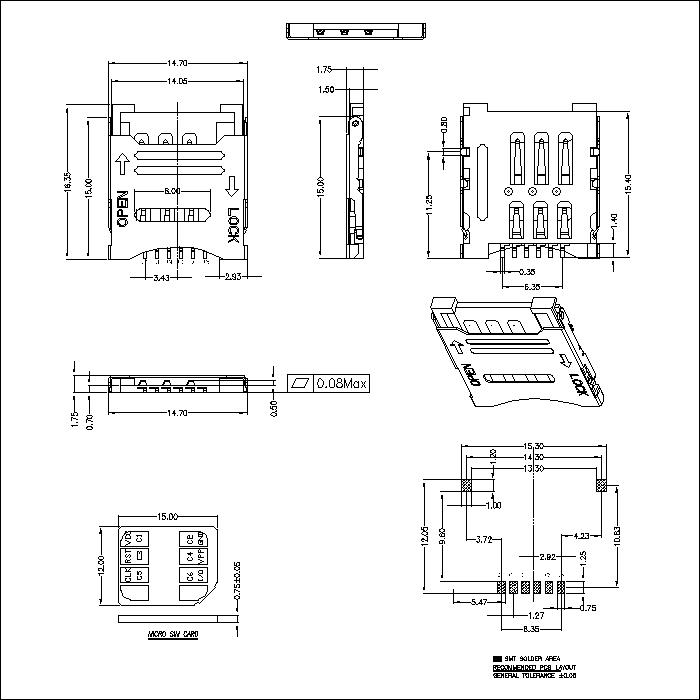 MICRO SD CARD series 1.80mm height connector ATK-MSIM180A001