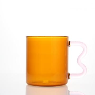 Clear Colored Drinking Glass Coffee Mug With Handgrip