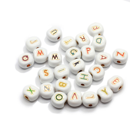 100pcs Zinc Alloy Letter Beads Double Face Flat Round Enamel Charms for DIY Pendants Bracelet Jewelry Making Accessories