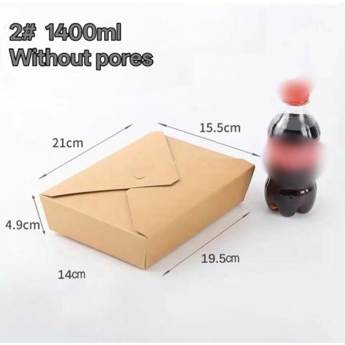 1400ml Foldable Kraft Paper Takeaway Box Without Vents
