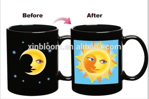 2015 new magic ceramic sun moon heat sensitive color changing mug