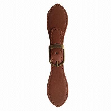 Fashion PU Strap with Stitched Edges and Antique Brass Buckle for Garment Decoration