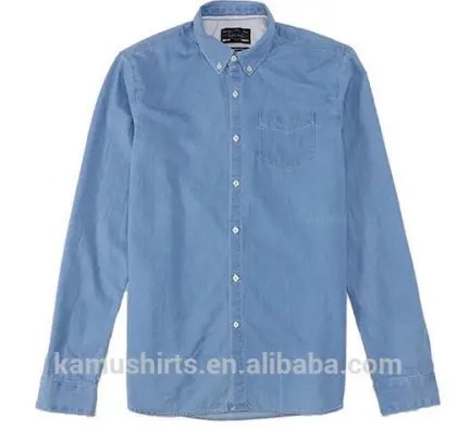 Wholesale Denim shirt for mens shirt factory Cotton washed BLUE mens denim shirts