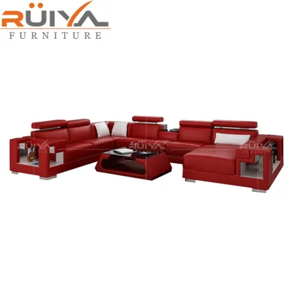 Ruiya Furniture Luxury Contemporary Imperial Sectional Sofa in Italian Leather