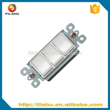 PC Material White Color 3 Gang 1 Way Electric Wall Power Switch