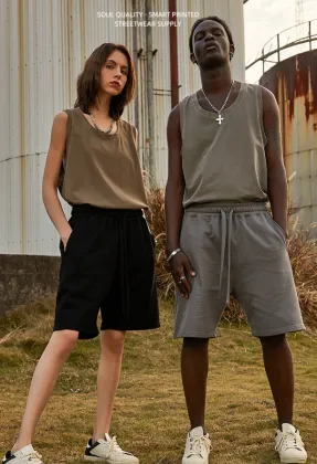 Trendy Brand Loose Drawstring Cotton Shorts for Men