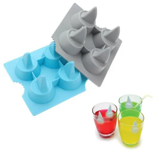 1pc Cocktail Whiskey Shark fin Maker Ice Cube Tray 4 holes Silicone Ice Molds DIY Mould Kitchen Bar Accessories Supplies