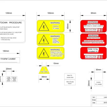 Self-Adhesive PV Solar Warning Labels for Photovoltaic Systems