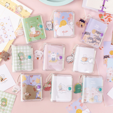 Korean & Japanese Style Mini Loose Leaf Notebook with PVC Clear Cover, Kawaii Cute Planner & Cartoon Journal