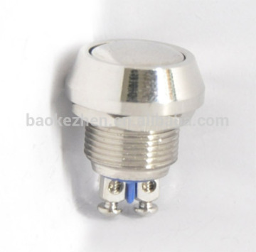12mm metal push button switch with momentary and screw connection for door bell, etc.