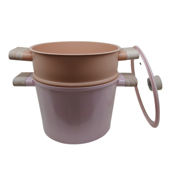 High-Pot Pink Non-Stick 24Cm Casserole Steamer with Classic Design Metal Steamer