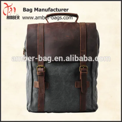 Genuine Cow leather bag canvas bag BACKPACK